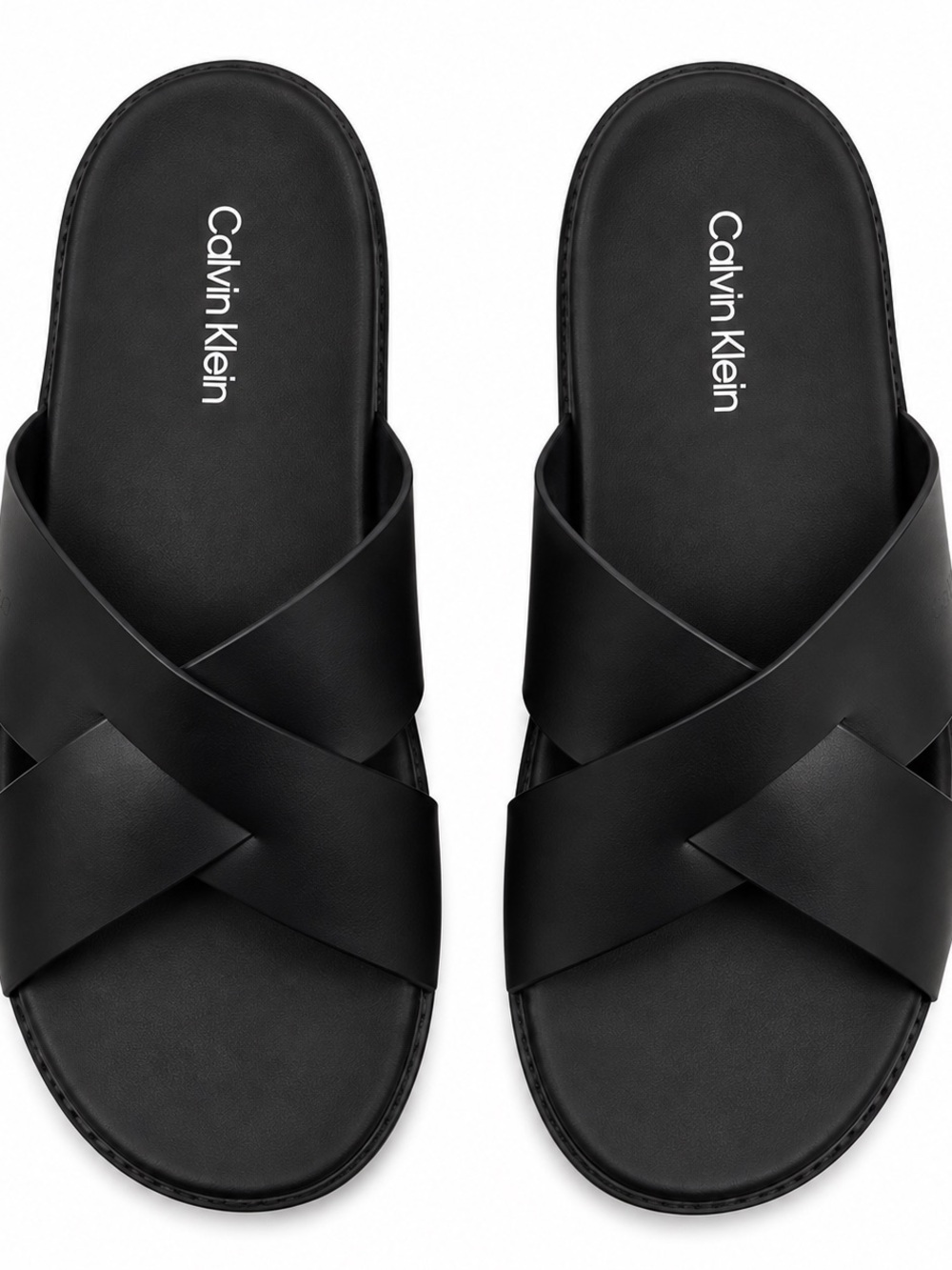 Calvin Klein Black Crisscross Slide Sandals for Men